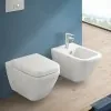Wc sospeso senza brida Rimless in ceramica bianco lucida  Square 