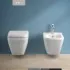 Wc sospeso senza brida Rimless in ceramica bianco lucida  Square 
