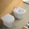 Wc filomuro con brida in ceramica bianca con scarico universale  Pestum 