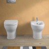 Wc filomuro con brida in ceramica bianca con scarico universale  Pestum 