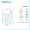 Box doccia 3 lati 70 cm doppio scorrevole trasparente H 195 cm  Tay
