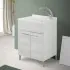 Mobile lavatoio 60x50 cm 2 ante bianco venato con vaschetta in resina