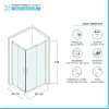 Box doccia angolare 70x90 cm nero opaco con doppio scorrevole  Tay 