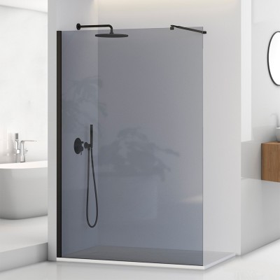 Doccia Walk-In 140 cm nero opaco con vetro fumè H 200 cm  Tay