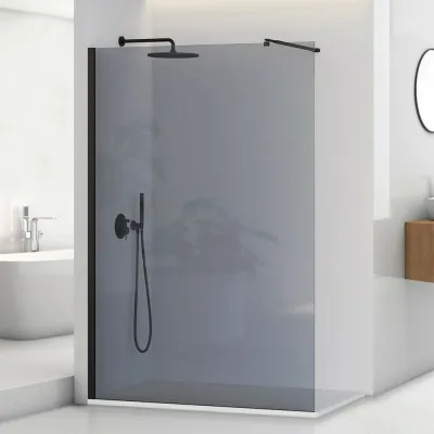 Doccia Walk-In 140 cm nero opaco con vetro fumè H 200 cm  Tay