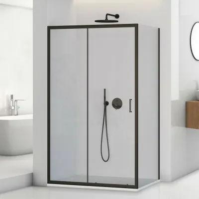 Box doccia angolare 70x100 cm scorrevole con profilo nero opaco  Tay