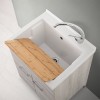 Mobile lavatoio 60x50 cm rovere grigio con vasca lavapanni in ceramica