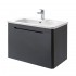 Mobile bagno sospeso 80 cm antracite lucido con specchio 70x90 Stillo