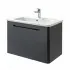 Mobile bagno sospeso 80 cm antracite lucido con specchio 70x90 Stillo