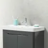 Mobile bagno sospeso 80 cm antracite lucido con specchio 70x90 Stillo