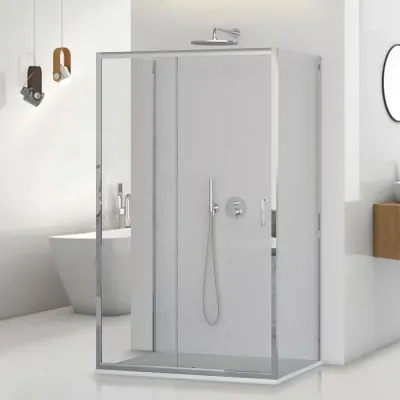 Box doccia 3 lati 80x150x80 con porta scorrevole trasparente  Tay