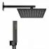 Set doccia quadrato nero opaco completo di soffione 25x25 cm e set doccetta