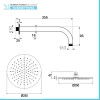 Set doccia nero opaco con braccio 33 cm e soffione tondo 25 cm 