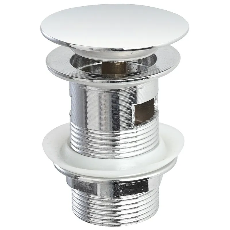 Piletta clic clac con troppo pieno per lavabo e bidet in acciaio cromato Piletta clic clac con troppo pieno per lavabo e bidet in acciaio cromato