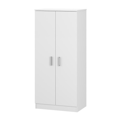 Mobile scarpiera H 180 cm in legno bianco con ante e ripiani regolabili