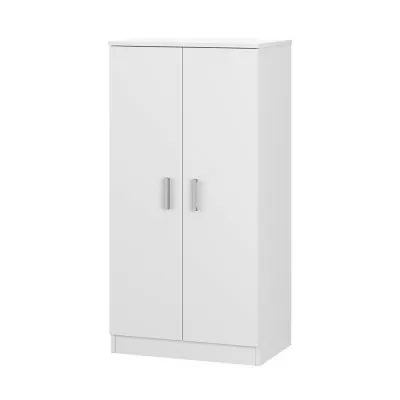 Mobile scarpiera H 108 cm  bianco in legno con 2 ante e 6 ripiani 