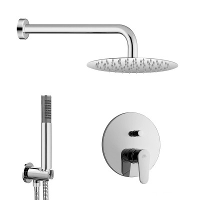 Set doccia incasso Paffoni Green tondo con soffione inox 25 e kit doccia