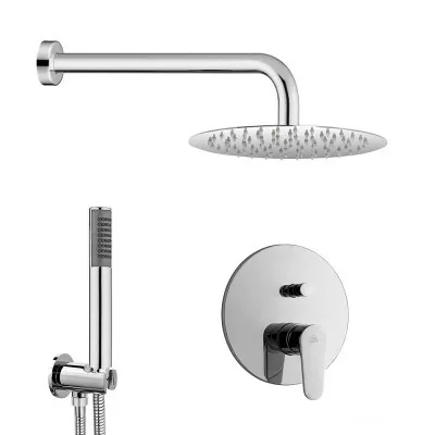 Set doccia incasso Paffoni Green tondo con soffione inox 25 e kit doccia