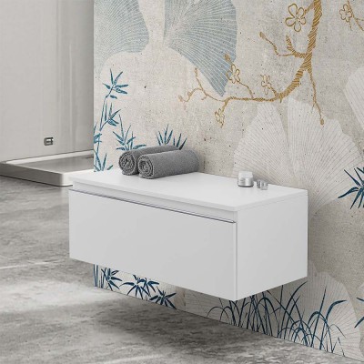 Cassettone sospeso bagno 80 cm bianco lucido  Iside 