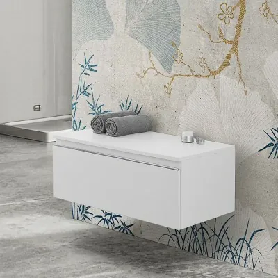 Cassettone sospeso bagno 80 cm bianco lucido  Iside 