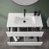 Mobile bagno sospeso cannettato 90 cm bianco opaco con specchio  Bali