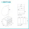 Mobile bagno sospeso cannettato 60 cm noce canaletto con specchio  Bali