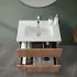 Mobiletto bagno sospeso cannettato 70 cm noce canaletto  Bali
