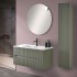 Mobile bagno sospeso cannettato 90 cm verde con specchio  Bali