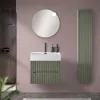 Mobiletto bagno sospeso cannettato 60 cm verde con lavabo  Bali