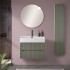 Mobile bagno sospeso cannettato 70 cm verde con specchio  Bali