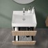Mobile bagno sospeso cannettato 70 cm teak sabbiato con specchio  Bali