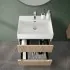 Mobile bagno sospeso cannettato 70 cm teak sabbiato con specchio  Bali
