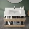 Mobile bagno sospeso cannettato 90 cm teak sabbiato con specchio  Bali