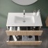Mobile bagno sospeso cannettato 90 cm teak sabbiato con specchio  Bali