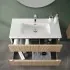 Mobile bagno sospeso cannettato 90 cm teak sabbiato con specchio  Bali