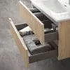 Mobile bagno sospeso cannettato 90 cm teak sabbiato con specchio  Bali