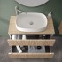 Mobile bagno sospeso cannettato 90 cm sabbiato con top e specchio  Bali