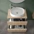Mobile bagno sospeso cannettato 70 cm sabbiato con top e specchio  Bali