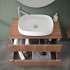 Mobile bagno sospeso cannettato 90 cm noce con top e specchio  Bali