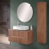 Mobile bagno sospeso cannettato 90 cm noce con top e specchio  Bali