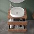 Mobile bagno sospeso cannettato 70 cm noce con top e specchio  Bali