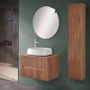 Mobile bagno sospeso cannettato 70 cm noce con top e specchio  Bali