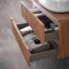 Mobile bagno sospeso cannettato 70 cm noce con top e specchio  Bali