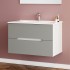 Mobile bagno sospeso 80 rovere bianco e tortora con lavabo e specchio  Iris