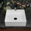 Lavabo da appoggio quadrato 45 cm in acciaio inox bianco opaco  Goya