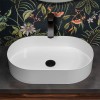 Lavabo da appoggio ovale 58x38 cm in acciaio inox bianco opaco  Goya