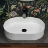 Lavabo da appoggio ovale 58x38 cm in acciaio inox bianco opaco  Goya