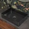 Lavabo da appoggio rettangolare 58x38 cm in acciaio inox nero opaco  Goya