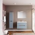Mobile bagno sospeso 80 rovere fumo e blu pastello con lavabo e specchio  Iris