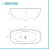 Vasca da bagno freestanding ovale 72,5x150 cm con scarico incluso Giada 